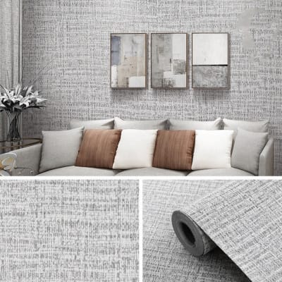 Picture of Self-Adhesive Grey Plain Linen Textured Wall Sticker Vinyl 60cmx120cm  Wallpaper Rolls ( 8 sqf ) Multicolor