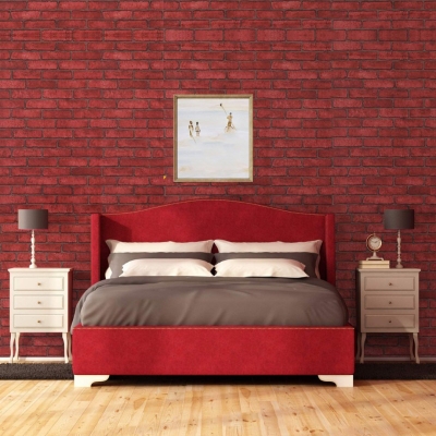 Picture of Red Brick - Self Adhesive Wallpaper - ''79X48'' Inch -  Waterproof Old Furniture Vinyl Stickers Wooden Door Wardrobe Desktop PVC Wall Papers Multicolor