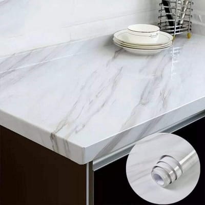 Picture of White Marble Paper Kitchen  OIL Resistance  ( Length 5 Feet & width 2 Feet ) 10 Square Feet Multicolor
