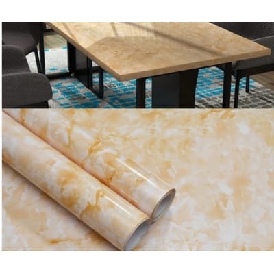 Picture of Marble Sticker  2mx60cm Waterproof Modern Kitchen Cabinet Table Countertop Furniture Renovation Wallpaper PVC Self Adhesive Wall Sticker  - ( 6.6 feet x 2 feet ) 