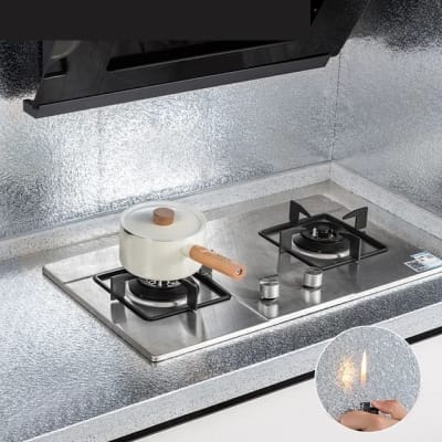 Picture of Aluminium Foil Stickers Vinyl Silver Oil proof For Kitchens 60CMx120 CM Adhesive Multicolor