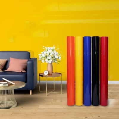Picture of Kitchen Furniture Sticker-20sqf-  Home Decor Yellow - Paint Waterproof Decorative Film Self-Adhesive Wallpaper - 300*60 cm  Roll Yellow