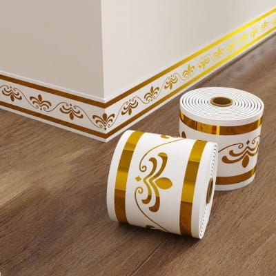 Picture of Skirting  Sheet Wall Baseboard Trim Waterproof Self Adhesive Floor Corner Edge Protector Strip  - Peel and Stick PVC -  5M 