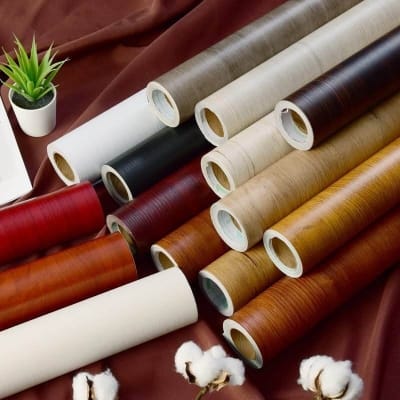Picture of Waterproof Wood Pattern PVC Wallpaper Roll 33ft x 2ft (66 Sqft) | Self Adhesive Furniture Renovation Sticker | Oil Proof Peel & Stick Cabinet Countertop Wall Paper 