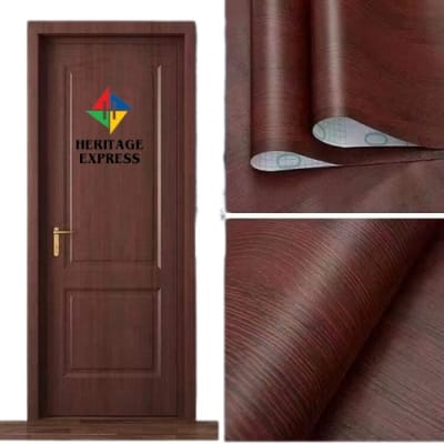 Picture of Dark Oak Wood Grain 4x6.6 feet Self Adhesive Waterproof Wallpaper PVC Stickers Wooden Door Wardrobe Desktop Almirah Cupboard, Tabletop, Wall Multicolor