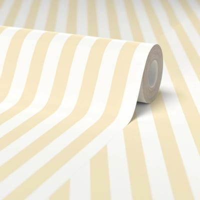 Picture of Classic Stripe Wallpaper Lemon Yellow & Gray 10m Roll |  Non Adhesive Wall Paper | Waterproof PVC Wall Covering | Living Room Bedroom Home Decor (57 Sqft) 