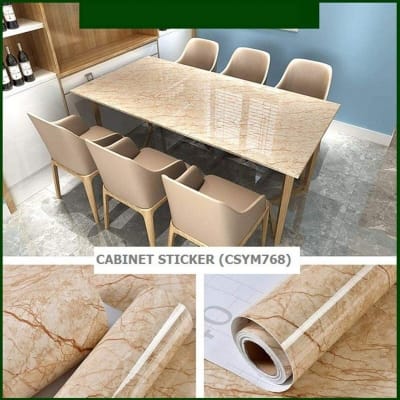 Picture of Marble Pattern Stickers Self Adhesive Waterproof Kitchen Furniture Renovation Wallpaper ( 4x2 feet  ) Multicolor