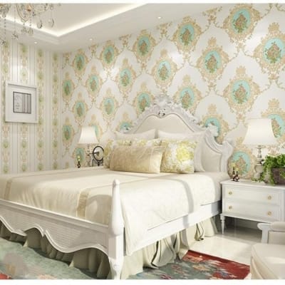 Picture of Embossed Floral Wallpaper Collection Adhesive  57 square feet Roll Multicolor
