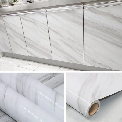 Picture of Marble Pattern Stickers 200x60CM Self Adhesive  Waterproof Kitchen Furniture Renovation Wallpaper - Sticker 