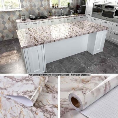 Picture of Exceotional Quality - 20 SQF Furniture/Kitchen Oil/Water Resistance White Marble Paper - Sustainable Option - Expression of Yourself Multicolor