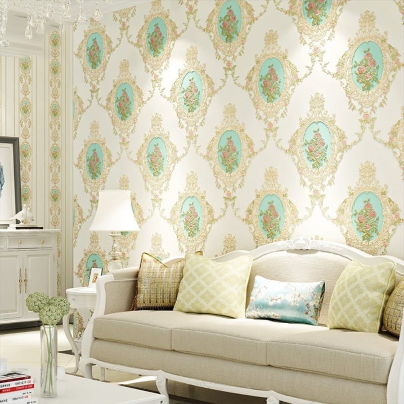 Picture of Embossed Floral Wallpaper Collection Adhesive  57 square feet Roll Multicolor