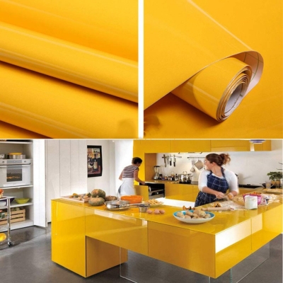 Picture of 8sqf - Paint Waterproof Decorative Film Self-Adhesive Wallpaper - 120*60 cm  Roll for Kitchen Furniture Sticker Home Decor Yellow
