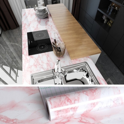 Picture of Removable Furniture Sticker Paper - 4x2 Feet -  Self Adhesive Vinyl Wallpaper Living Room Kitchen Cabinet Furniture Stickers PVC Waterproof Marble Contact Paper (Color : Marble Light Pink ) 
