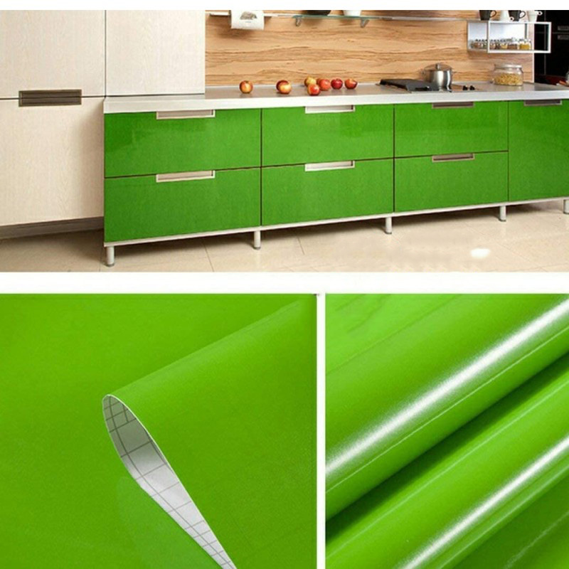 Picture of Self Adhesive Vinyl Sticker-3m*60cm Glossy Finish for Wall Door Table Furniture Fridge Sticker (Green, 24x120 inch) Green