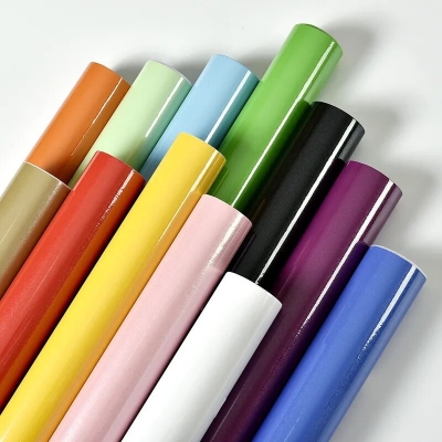 Picture of Solid Color Self Adhesive Waterproof PVC Wallpaper Roll 10ft x 2ft | Kitchen Furniture Renovation Sticker | Oil-Proof Peel & Stick Cabinet Table Wall Covering 