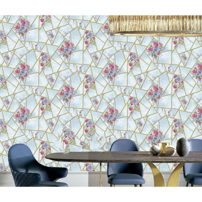 Picture of Luxury Wallcovering Beautiful Golden Flower Wallpaper ( 10m* 53cm Roll ) Multicolor