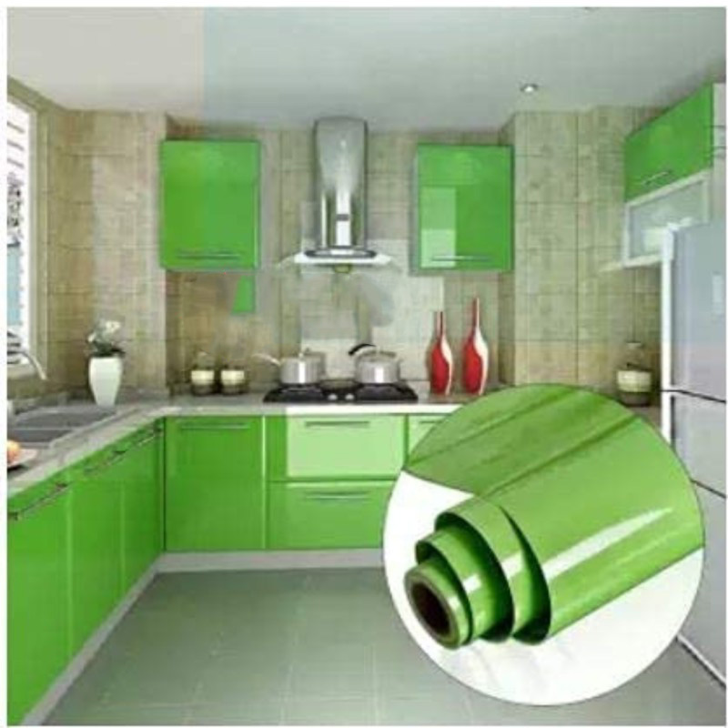 Picture of Self Adhesive Vinyl Sticker Glossy Finish for Wall Door Table Furniture Fridge Sticker (Green, 24x48 inch) Green