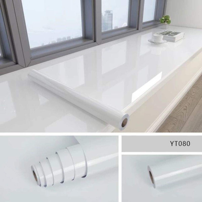 Picture of 4x6.6 ft. - Wallpaper Glossy White Peel and Stick Self-Adhesive Contact Paper Waterproof Home Decoration Backsplash (200*120cm) White