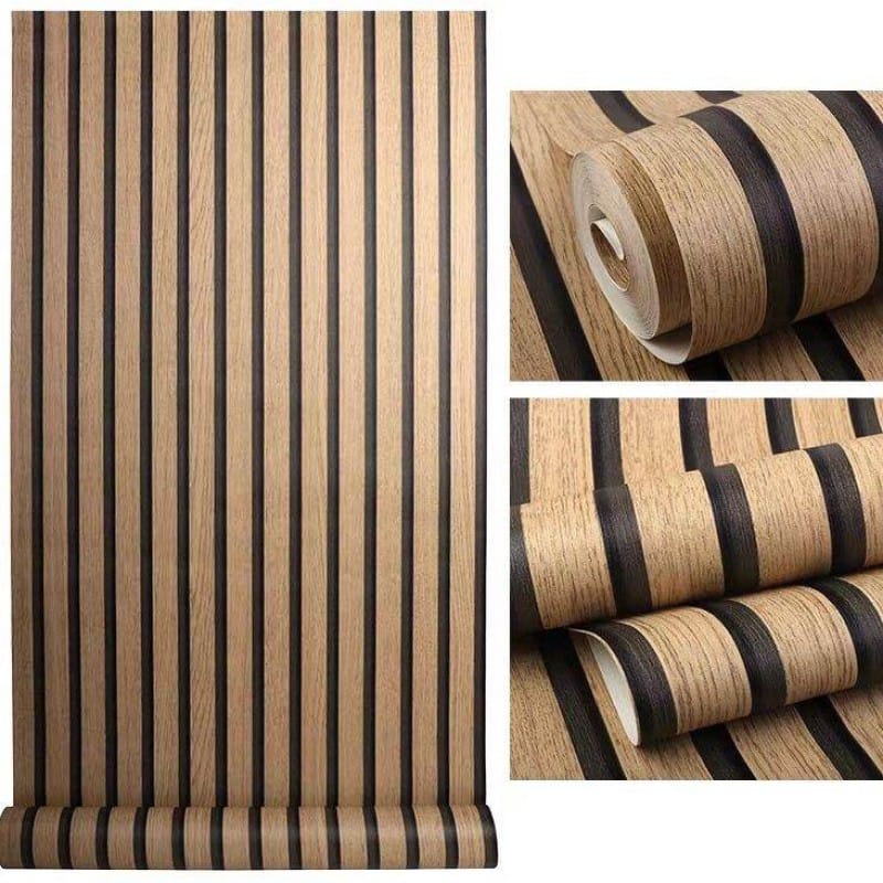 Picture of Non-Woven Wallpaper with Wood Look, 3D Panels in Modern - 57 sq ft Roll Multicolor