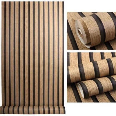 Picture of Non-Woven Wallpaper with Wood Look, 3D Panels in Modern - 57 sq ft Roll Multicolor
