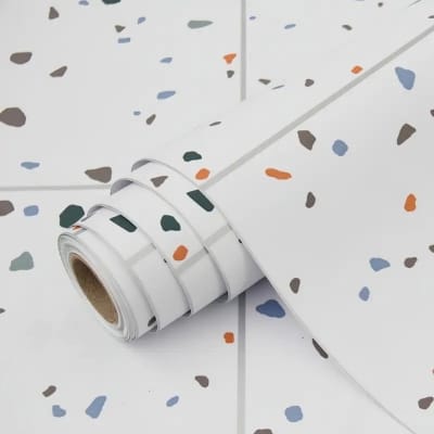 Picture of 5M*60cm -  Waterproof Peel & Stick Floor Tiles – Removable Self-Adhesive Vinyl Tile Stickers for Bathroom, Living Room, Kitchen & Bedroom ( 198 * 24 in Roll ) 