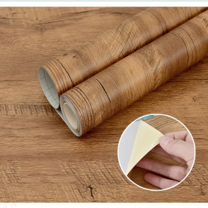 Picture of Premium Textured Wood Grain Wallpaper Roll - Waterproof Self-Adhesive Home Decor 2m*60cm 