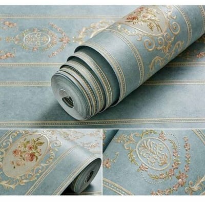 Picture of Embossed Floral Wallpaper Collection Adhesive  57 square feet Roll Multicolor