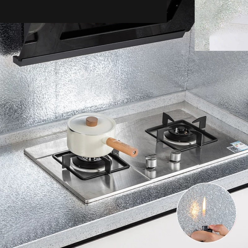 Picture of Aluminium Foil Stickers Vinyl Silver Oil proof For Kitchens 60CMx200 CM Adhesive Multicolor