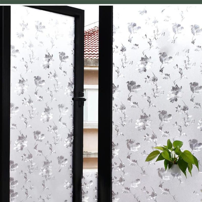 Picture of Elegant Floral Privacy Window Film with UV Protection and Static Cling - New 
