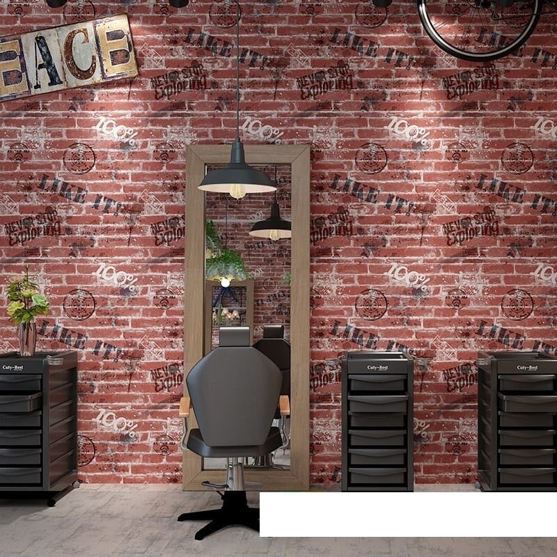 Picture of Red Brick wallpaper Peel off 3d brick wall paper sticker retro brick wallpaper wall covering - 3m x 60cm Multicolor