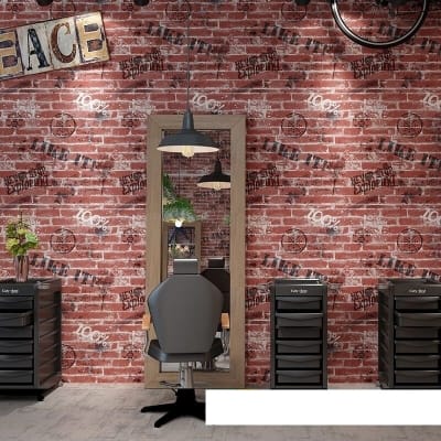 Picture of Red Brick wallpaper Peel off 3d brick wall paper sticker retro brick wallpaper wall covering - 3m x 60cm Multicolor