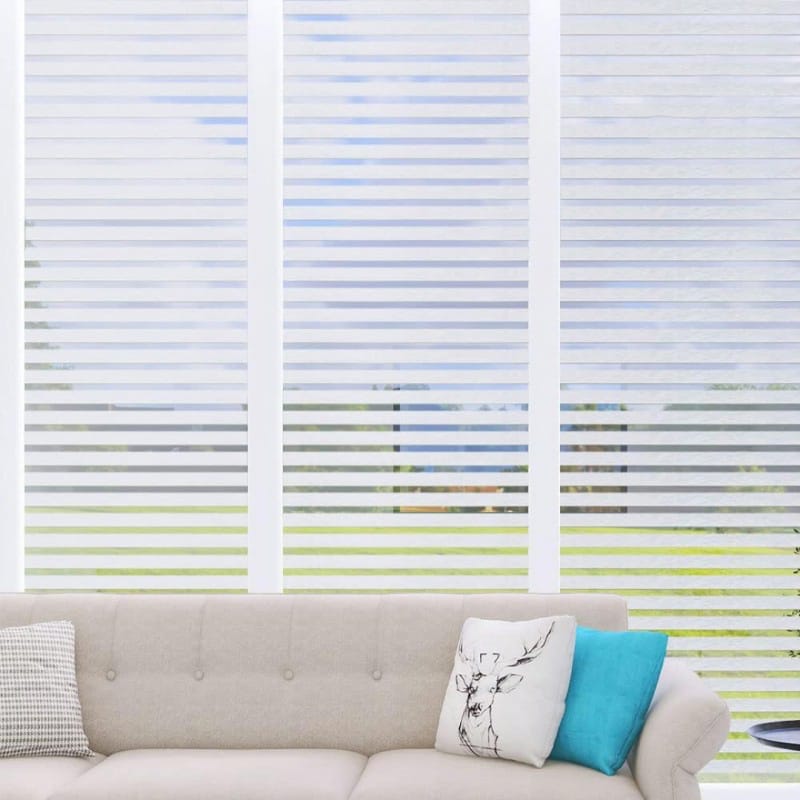 Picture of New Modern Stripe Pattern Static Cling Privacy Window Film 2-Pack 48x24" BPA Free Multicolor