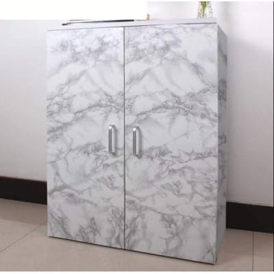 Picture of Fridge Wallpaper Vinyl Fridge Sticker Decal Wrap PVC Self Adhesive Sticky Back Plastic Home Decor Plain 6.6 x 2 feet or 2mx60cm Natural White Marble and 3D Background , Warp, Skin Sticker (200 x 60cm) Multicolor