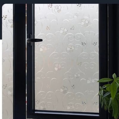 Picture of Heritage Express Elegant Privacy Window Film with Static Cling - Floral Design Anti-UV Window Sticker for Home and Office 