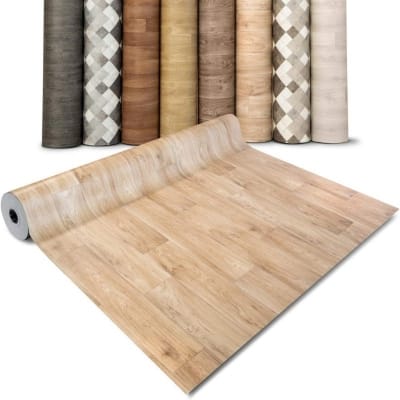 Picture of Self Adhesive Wood Effect Vinyl Flooring - 1.5mm Thick PVC Decking Roll - Laminate Floor Covering (Antique Oak) - 200x60 cm Multicolor