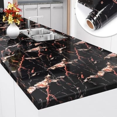 Picture of Self Adhesive ( 10 SQF ) Furniture Wrap Wallpaper Wall Sticker Water Proof Toilet Bath Room Contact Paper Furniture Kitchen Cabinet Table Top Wrap Decal Vinyl - Sticker - Sticker Multicolor