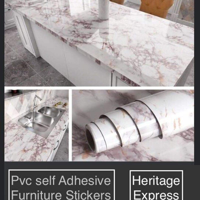 Picture of FURNITURE /  Kitchen  OIL/WATER  Resistance White Marble Paper 10 Square Feet Multicolor