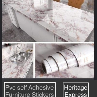 Picture of FURNITURE /  Kitchen  OIL/WATER  Resistance White Marble Paper 10 Square Feet Multicolor