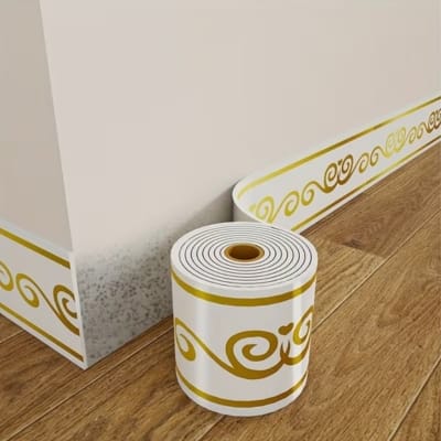 Picture of Skirting  Sheet Wall Baseboard Trim Waterproof Self Adhesive Floor Corner Edge Protector Strip  - Peel and Stick PVC -  5M 