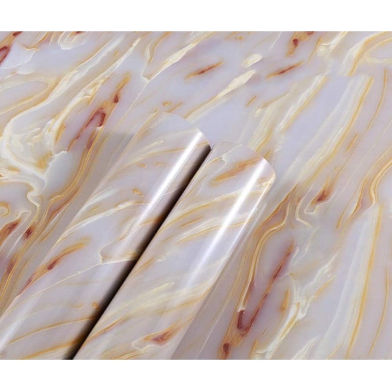Picture of Gold Water Ripple Marble Look Paper Granite Wallpaper Peel and Stick for Countertop Cabinet Furniture Renovated Thick PVC Multicolor