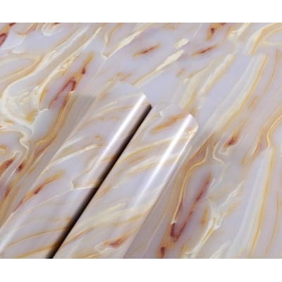 Picture of Gold Water Ripple Marble Look Paper Granite Wallpaper Peel and Stick for Countertop Cabinet Furniture Renovated Thick PVC Multicolor