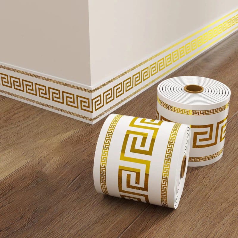 Picture of Skirting  Sheet Wall Baseboard Trim Waterproof Self Adhesive Floor Corner Edge Protector Strip  - Peel and Stick PVC -  5M 