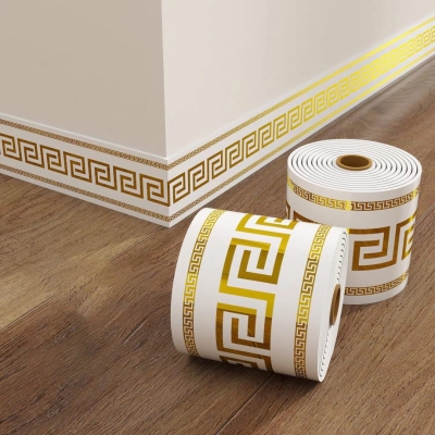 Picture of Skirting  Sheet Wall Baseboard Trim Waterproof Self Adhesive Floor Corner Edge Protector Strip  - Peel and Stick PVC -  5M 