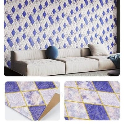 Picture of 4p - Self-adhesive 70x70cm 3D stereo foam wall wallpaper soundproof decoration living room TV background wall bedroom warm house ceiling ceiling room wallpaper 