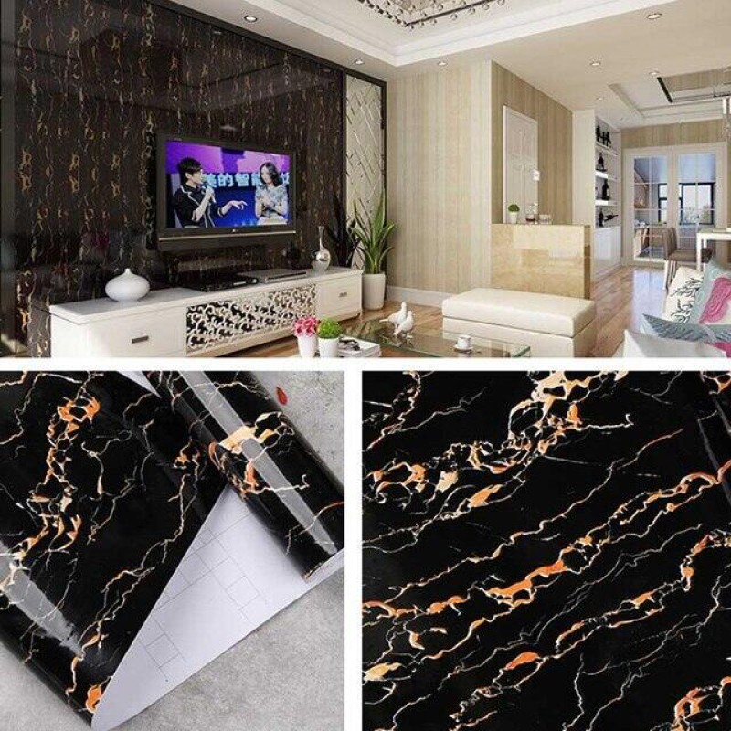 Picture of Fridge Wallpaper Vinyl Fridge Sticker Decal Wrap PVC Self Adhesive Sticky Back Plastic Home Decor Plain 6.6 x 2 feet or 2mx60cm Natural Marble and 3D Background , Warp, Skin Sticker (200 x 60cm) Multicolor