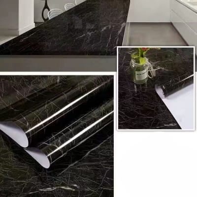 Picture of marble Paper Granite Wallpaper Roll Kitchen countertop Cabinet Sticker(King Kong Black) 