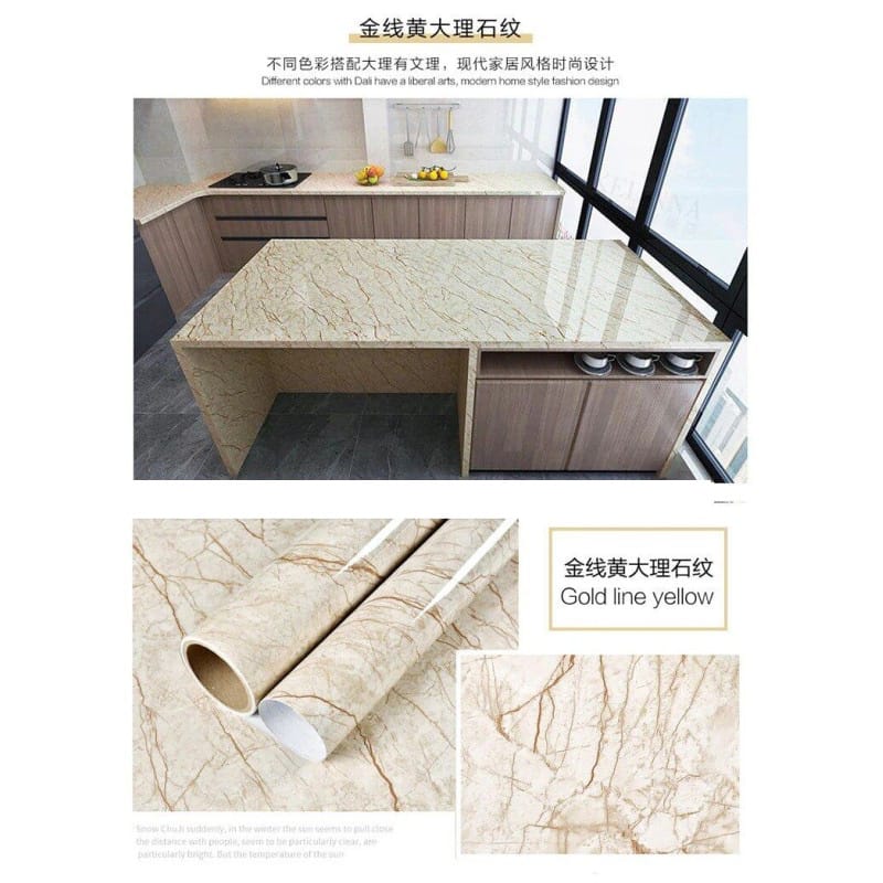 Picture of Marble Pattern Stickers Self Adhesive Waterproof Kitchen Furniture Renovation Wallpaper ( 4x2 feet  ) Multicolor