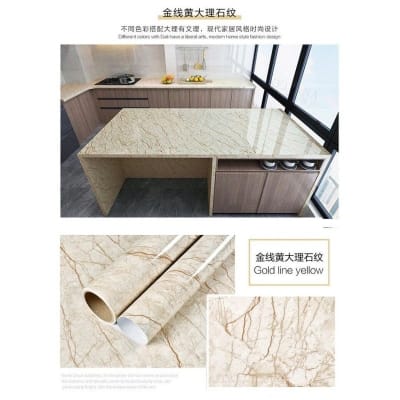 Picture of Marble Pattern Stickers Self Adhesive Waterproof Kitchen Furniture Renovation Wallpaper ( 4x2 feet  ) Multicolor