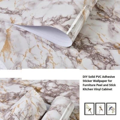 Picture of Exceotional Quality - 20 SQF Furniture/Kitchen Oil/Water Resistance White Marble Paper - Sustainable Option - Expression of Yourself Multicolor