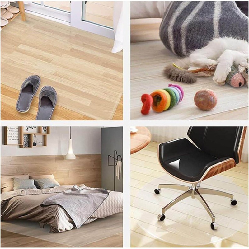 Picture of Heritage Express Clear PVC Desk Chair Floor Protector Mat, Anti-Slip, Moisture-Resistant, 48" x 36" - Home Office Desk Carpet Cover 